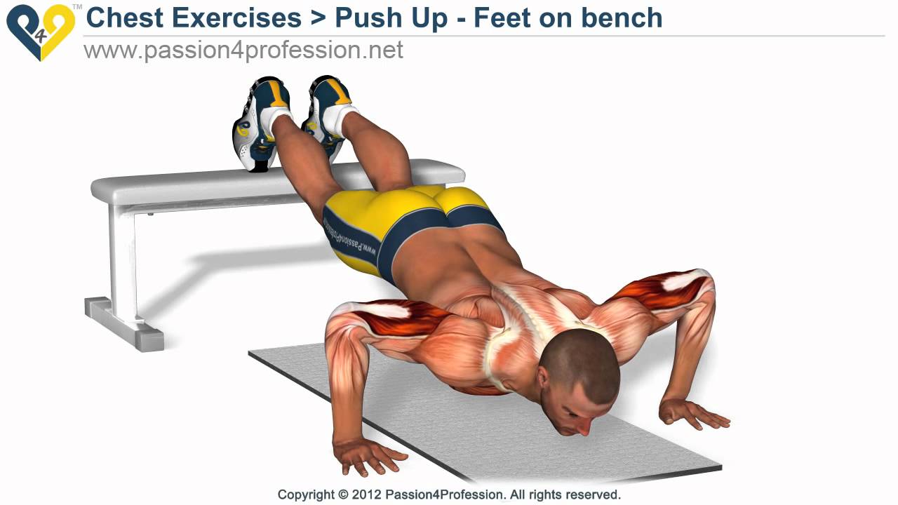 You are currently viewing Bench Press Up – perfect push up exercise – feet on bench