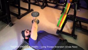 TRICEPS (MEDIAL & INNER) – Lying Triceps Extension (Cross Face)