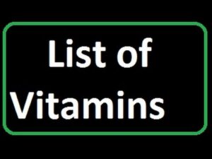 Vitamin names and functions || List of vitamins